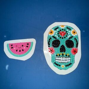 Dia De Los Muertos Skull & Watermelon 5D Diamond Art Vinyl Sticker Combo